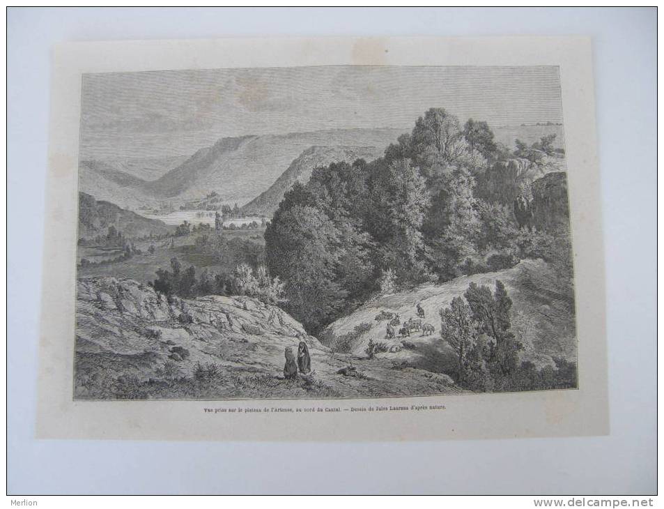 Vue Prise Sur Le Plateau De L'Artense Au Nord Du Cantal   -  Gravure-engraving 1863 KA9.12 - Estampes & Gravures