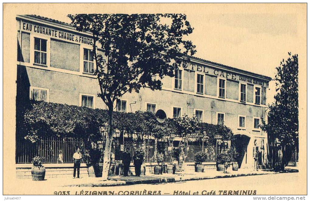 LEZIGNAN CORBIERES (11) Façade Hotel Et Café Terminus - Otros & Sin Clasificación