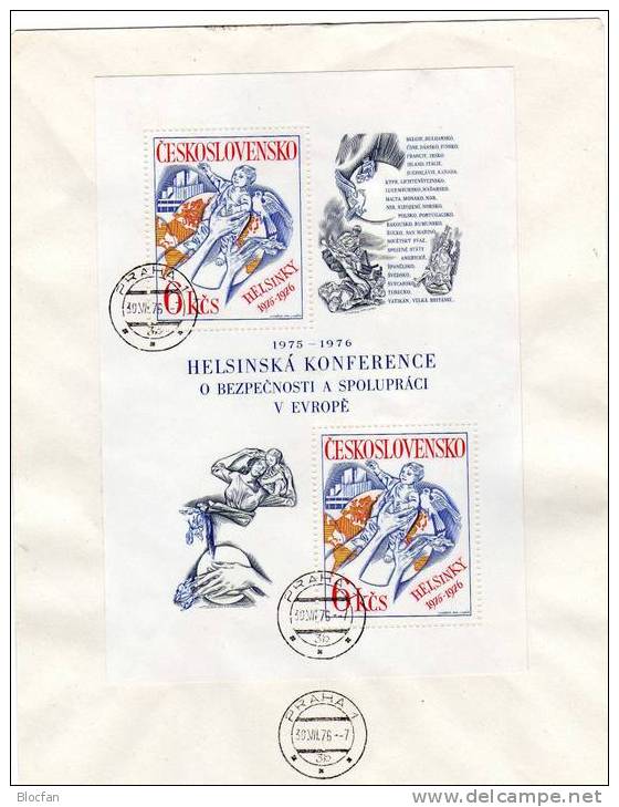 KSZE Schlußakte Helsinki 1976 CSSR 2335, 2ZD, Block 33 + FDC O 20€ Hände Halten Kind Hoch, Friedenstaube - Collections, Lots & Séries