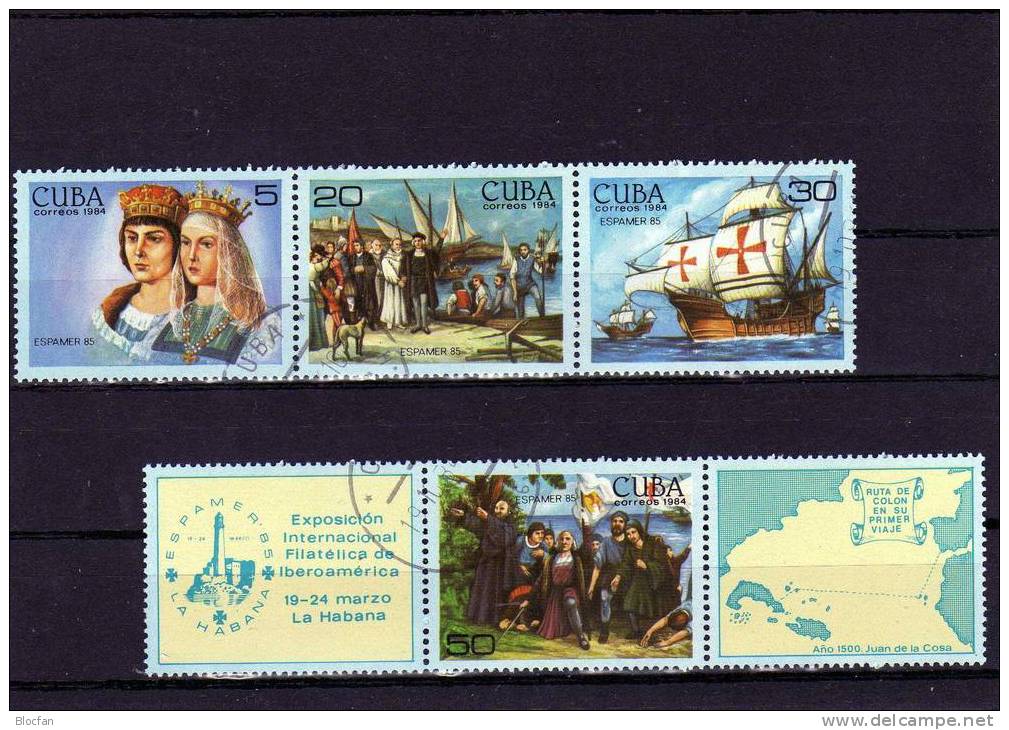 Kolumbus Entdeckung BMA ESPAMER 1985 In Havanna Kuba 2894/7+ Block 86 O 12€ - Maritime