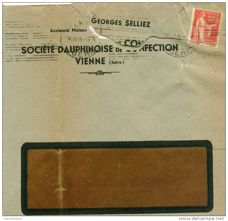 Paix 283 Sur Lettre Ede Vienne (Isère), Pour  Chalon-sur-Saône - 1932-39 Peace