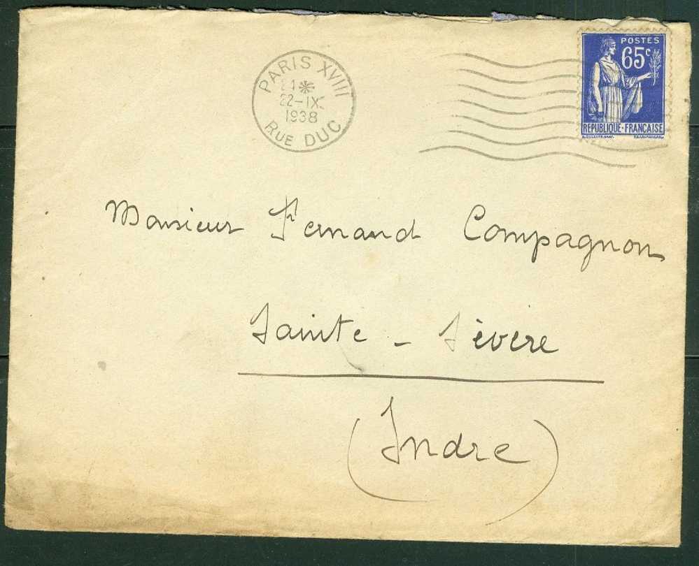 Yvert N° 365 SEUL SUR LETTRE - LR16208 - 1932-39 Paz