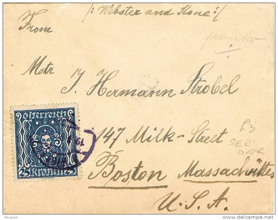 Carta WIEN (Austria) 1922 A Boston (Estados Unidos) - Briefe U. Dokumente