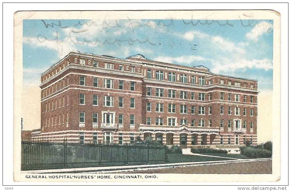 USA 1920  CP Circulée   General Hospital "Nurses" Home Cincinnati Ohio Hopital - Cincinnati