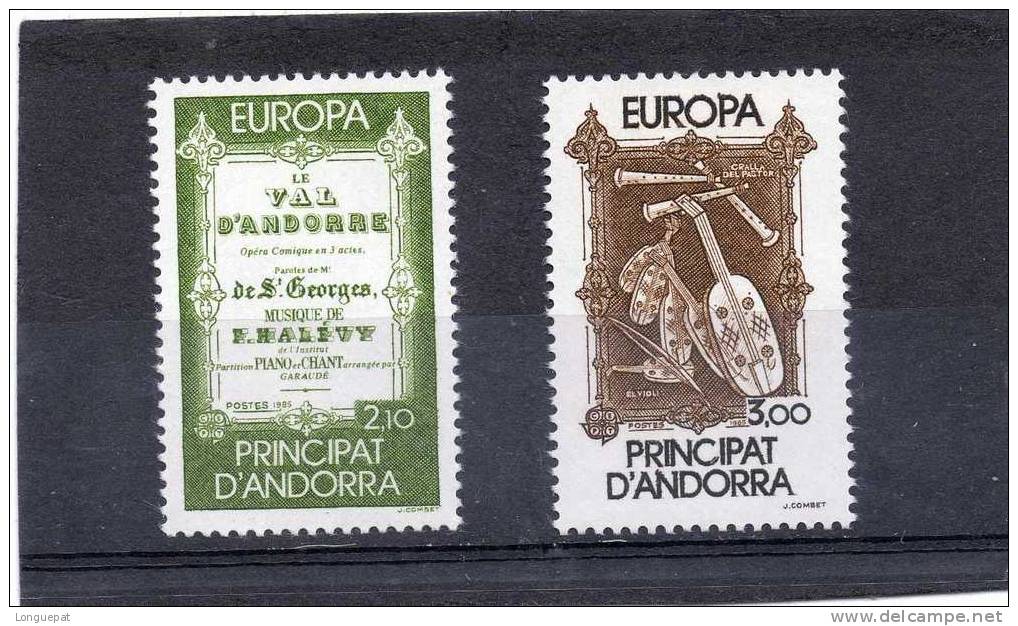 ANDORRE Fr.: Europa , Année Européenne De La Musique : Partition Du "Val D´Andorre", Instruments De Musiques Anciens. - 1985