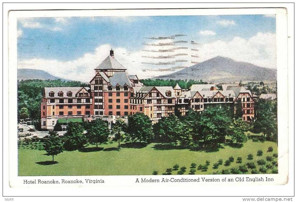 USA  1941 CP Circulée   Hotel Roanoke Roanoke Virginie Jardin Arbres Hotel - Other & Unclassified