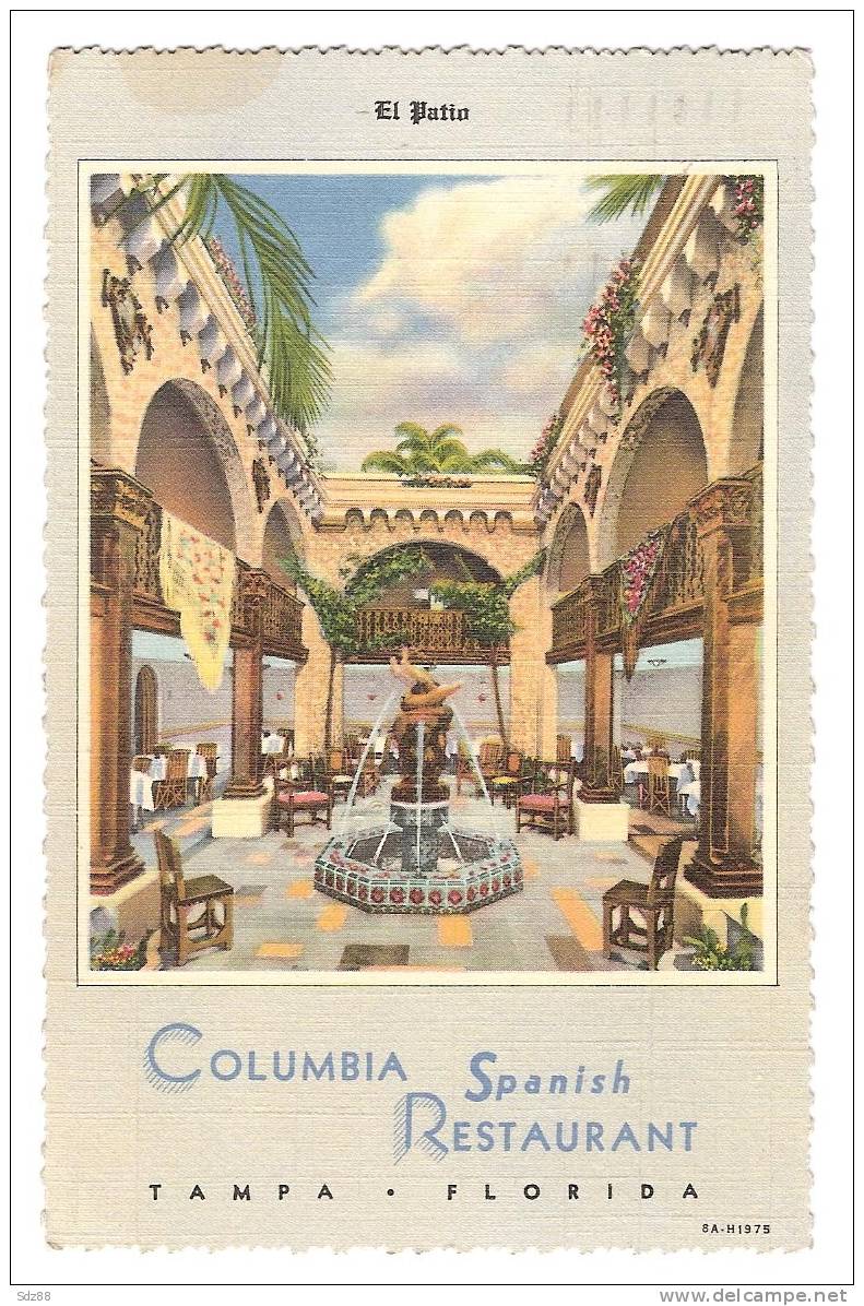 USA  1941 CP Circulée  Restaurant Espagnol  "The Colombia" à Tampa  Floride - Tampa