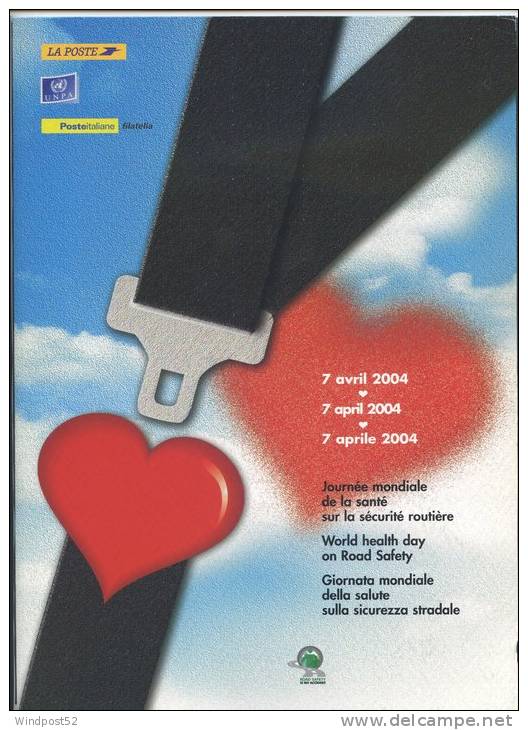 ITALIA -  FOLDER 2004 GIORNATA MONDIALE DELLA SALUTE SULLA SICUREZZA STRADALE - Pochettes