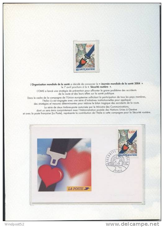 ITALIA -  FOLDER 2004 GIORNATA MONDIALE DELLA SALUTE SULLA SICUREZZA STRADALE - Pochettes