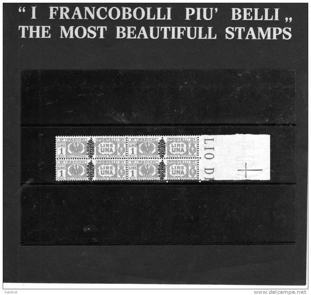 LUOGOTENENZA PACCHI POSTALI FREGIO L. 1 MNH QUARTINA - Paketmarken