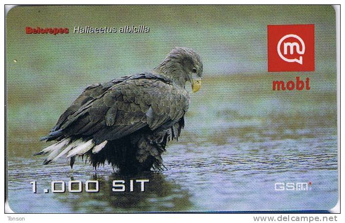 Slovenia, Mobitel, Birds 2, 1000 Tolarjev, White-Tailed Eagle, Exp. 31/12/2002. - Slowenien