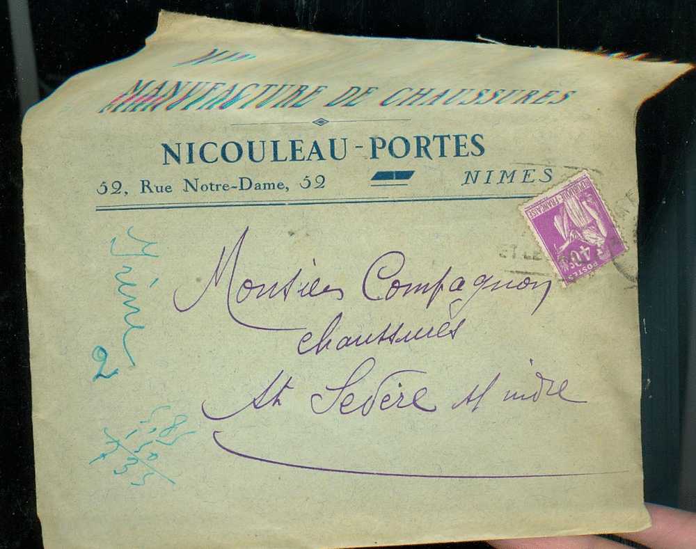 Yvert N° 281 SEUL SUR LETTRE  - LR16111 - 1932-39 Paz