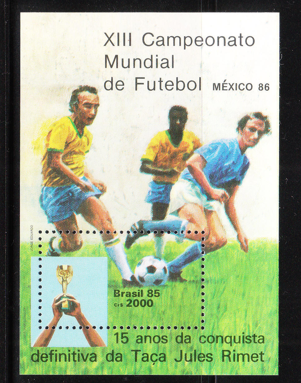 Brazil 1985 World Cup Soccer Mexico S/S MNH - Unused Stamps