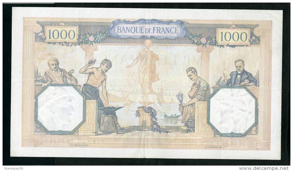 1000 Francs Cérès Et Mercure 1927 Modifié Du 20/06/1940 Fay 38/49 En SUP+ !!! - 1 000 F 1927-1940 ''Cérès Et Mercure''