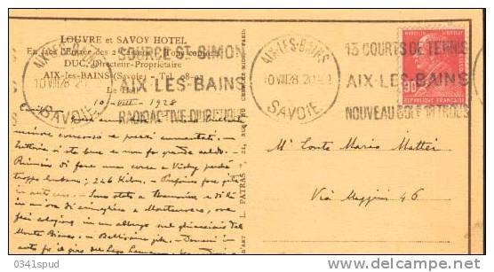 1928  France  73 Aix Les Bains  Krag  Golf  Tennis Sur Carte - Golf