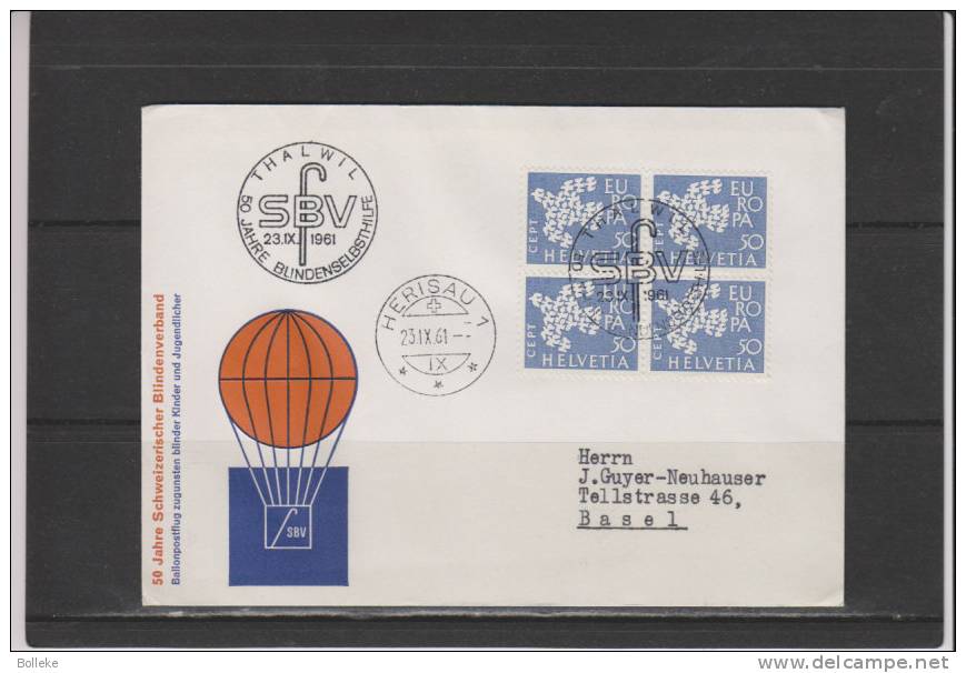 Suisse - Lettre De 1961 - Vol Par Ballon - Europa CEPT - Storia Postale