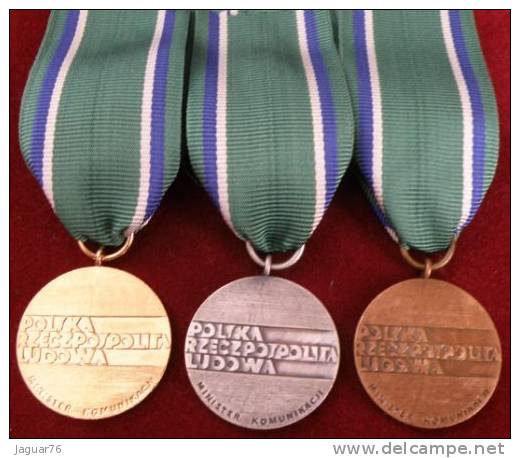 Poland 3 X MEDAL FOR MERIT TO TRANSPORTATION PRL Type - Andere & Zonder Classificatie