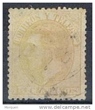 España Alfonso XII, 15 Cts Amarillo,  Núm 210b  º - Used Stamps