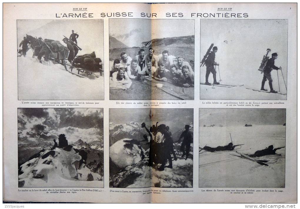 SUR LE VIF N° 72 / 25-03-1916 ARMÉE SUISSE FRONT D'ALSACE CUIRASSÉ CANVALLIS REVIGNY GÉNÉRAL HUMBERT - Guerre 1914-18