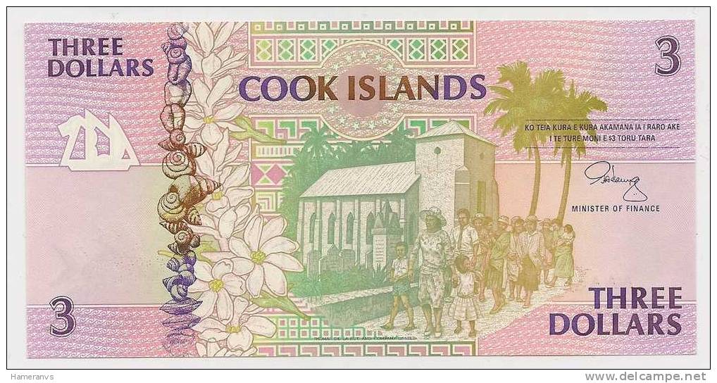 Isole Cook 3 Dollari 1992  UNC - P.7 - Islas Cook