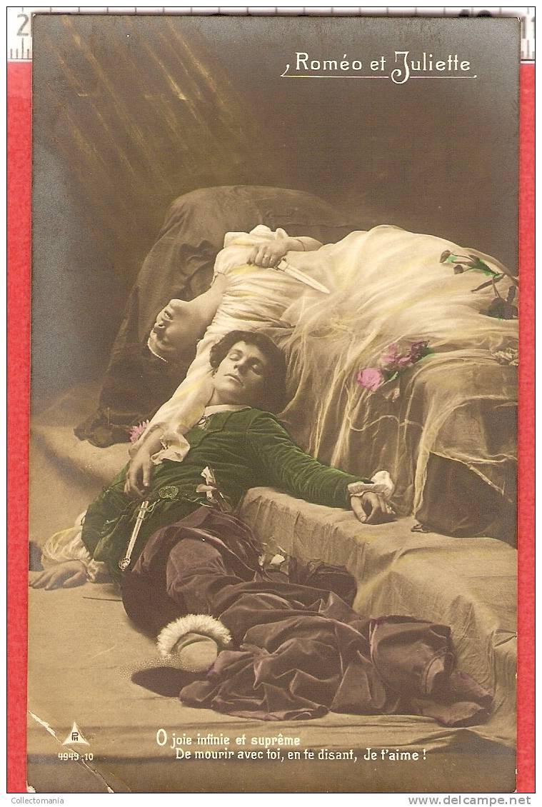 10 stuks opera Romeo Roméo Julia Juliette P H  4949 - 9 papier radium brom - hand colors tinted on glas of photgrapher