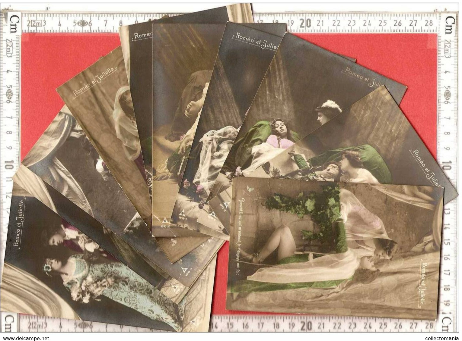 10 stuks opera Romeo Roméo Julia Juliette P H  4949 - 9 papier radium brom - hand colors tinted on glas of photgrapher