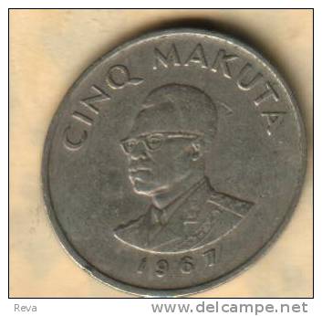 CONGO 5 MAKUTA  INSCRIPTION   FRONT  MAN HEAD BACK 1967 KM? READ DESCRIPTION CAREFULLY !!! - Congo (Democratische Republiek 1964-70)