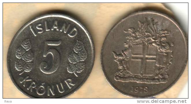 ICELAND 5  KRONUR COUNTRY  NAME FRONT EMBLEM BACK 1973 KM13? READ DESCRIPTION CAREFULLY !!! - Iceland