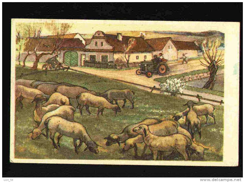 TRACTOR CYCLING LAMB - VILLAGE CZECH By MALOVAL MATAS Pc 23486 - Tracteurs