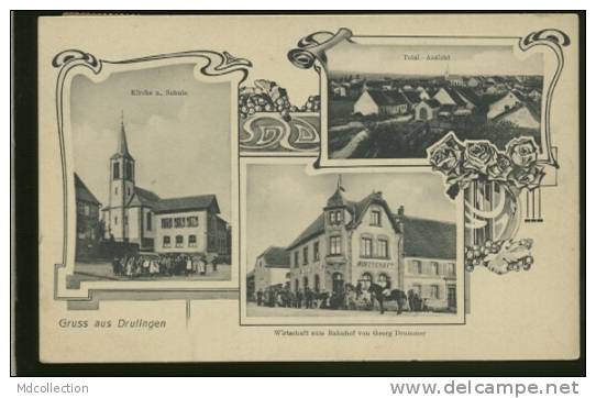 67 DRULINGEN / Kirche, Totalansicht, Wirtschaft Zum Bahnhof Von Georg Drummer / FELDPOSTKARTE - Drulingen