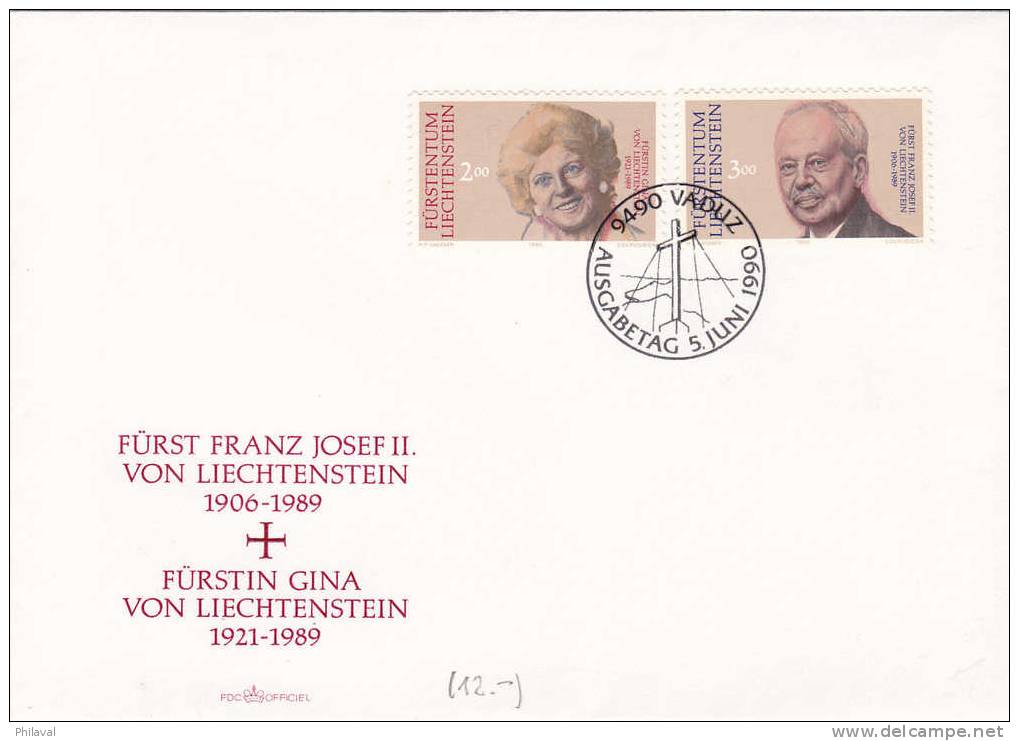 Liechtenstein  1990 : Nos 938 Et 939 Sur Lettre Oblitérée Le 5 Juin 1990 - Brieven En Documenten