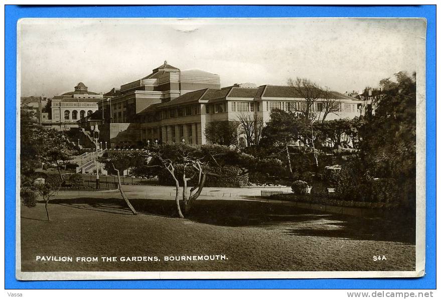 PAVILION FROM THE GARDENS , BOURNEMOUTH. UK.  Franked PPC - Bournemouth (from 1972)