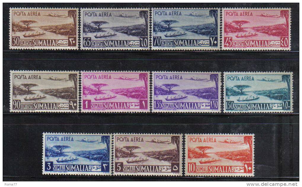 SS2820 - SOMALIA , Posta Aerea N. 1/11 *** . Il 3 E 10 Lire Con Linguella - Somalia (AFIS)