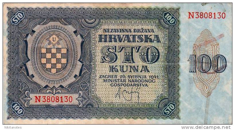 1941 Croatia 100 Kuna Note P.2 - Croatia