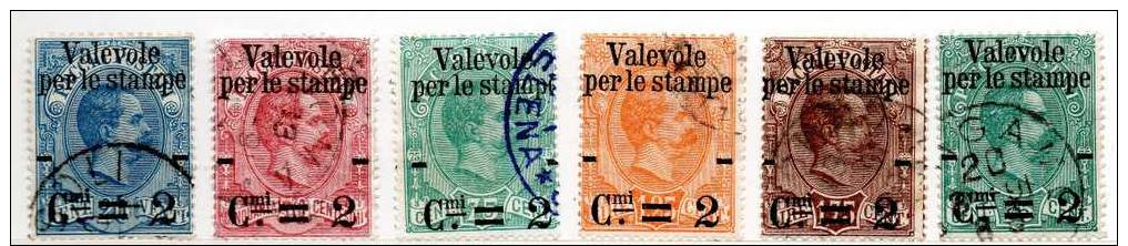 ITALIA REGNO 1890  VALEVOLE PER LE STAMPE SERIE 6 V.  N° 53/58 (r.6505) - Usati