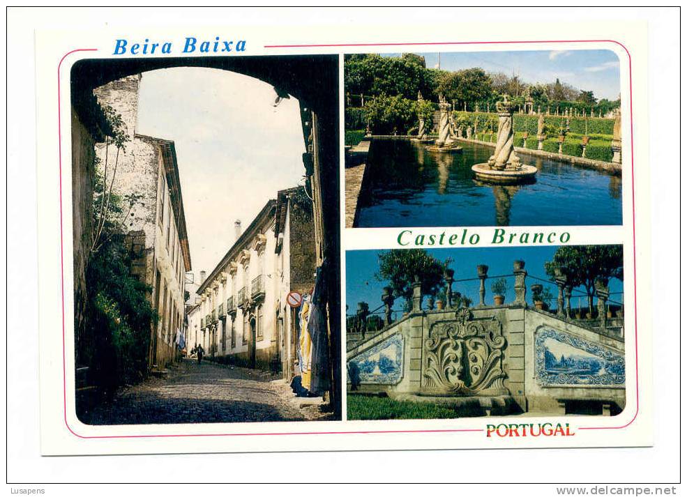 Portugal Cor 6080 – CASTELO BRANCO - PORMENORES DA CIDADE COM VISTA DO JARDIM DO PAÇO E TORRE DO RELÓGIO - Castelo Branco