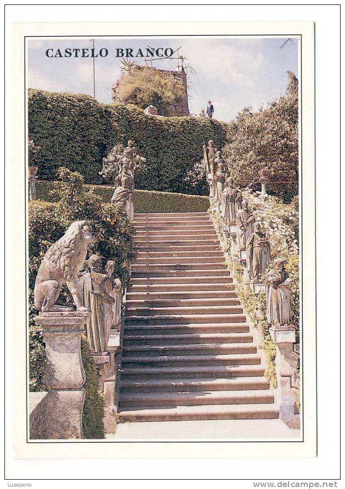 Portugal Cor 6104 – CASTELO BRANCO -JARDIM DO PAÇO, ESCADARIA DOS APOSTOLOS E LAGOS DAS COROAS - Castelo Branco