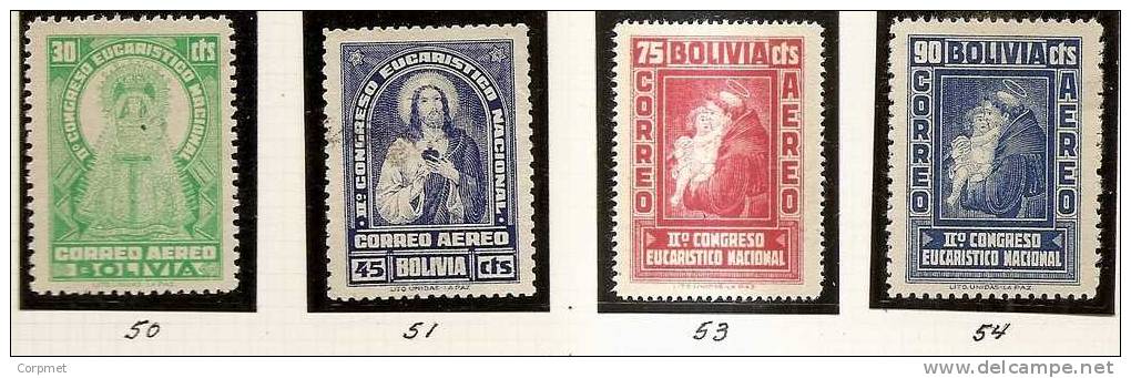 BOLIVIA -1939   Aériens Congreso Eucaristico   Yvert # 50/54 MINT H - # 51 USED - Bolivia