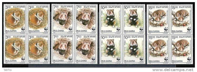 BULGARIA / BULGARIE - 1994 - Protection De La Nature - Hamsters - WWF - Bl  De 4** - Neufs