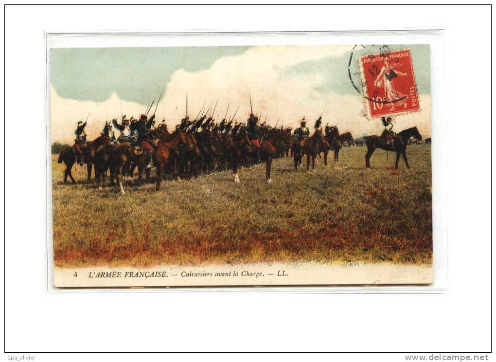 MIL Guerre 1914-18, Armée Francaise, Cuirassiers, Avant La Charge, Régiment, Colorisée, Ed LL 4, 1914 - War 1914-18