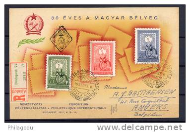 MAGYAR 1951,   1017/19  Expo  Philatélique Budapest, Lettre Spéciale Cote Mi 50 € - Cartas & Documentos