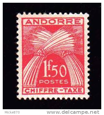 Andorre Français Taxe N°25 Neuf* Gerbe - Unused Stamps