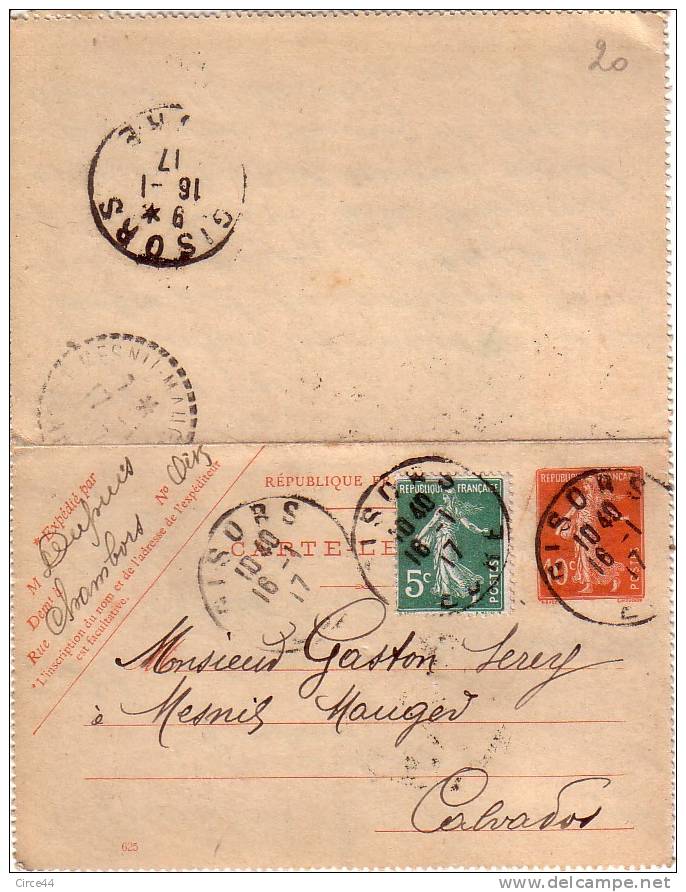 ENTIER POSTAL.SEMEUSE.CACHET GISORS. - 1877-1920: Période Semi Moderne