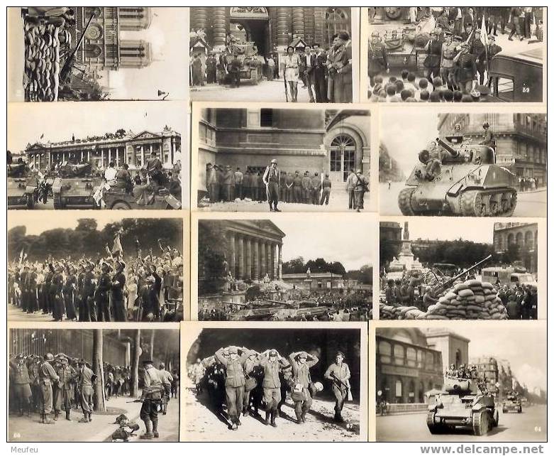 PARIS LIBERE - Reportage Photograhique BIENVENUE En Exclusivité SERIE II - 20 PHOTOS DE 9 Cm X 6 Cm - Guerre, Militaire