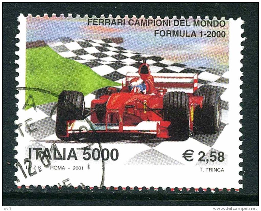 2001 Ferrari Campione Francobollo Proveniente Da Foglietto Con Dentellatura Fortemente Spostata - Varietà E Curiosità
