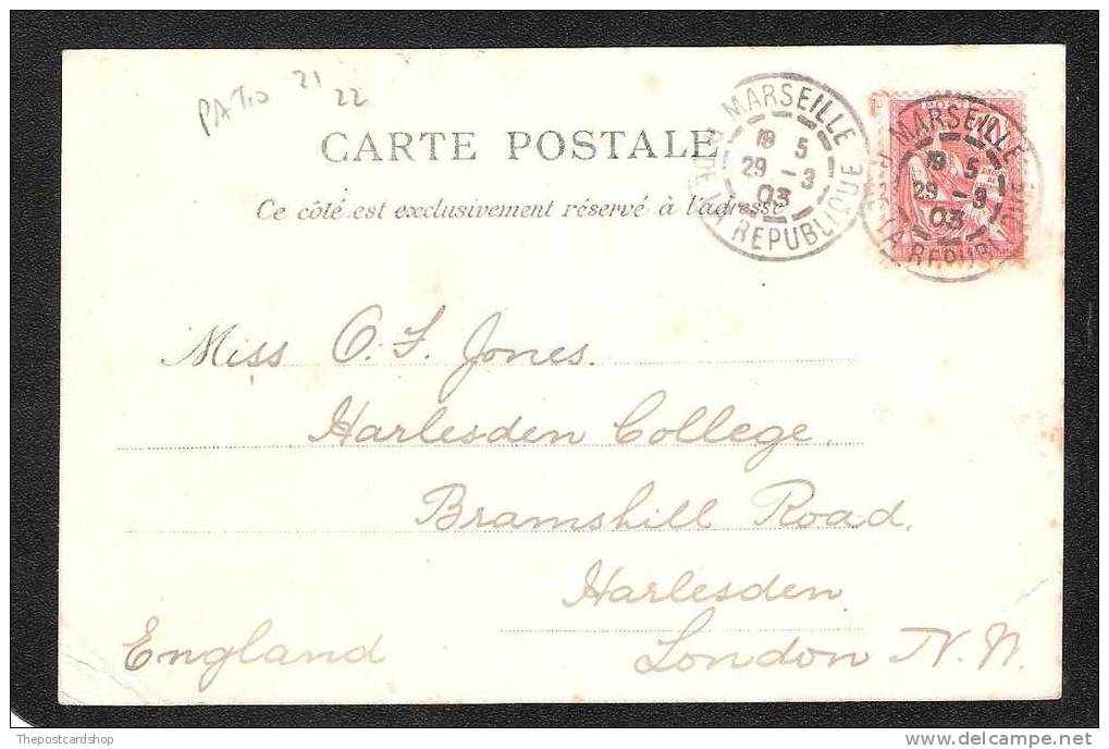 CPA 13 LP No.4 MARSEILLE 1903 DOS NON DIVISE AVEC TIMBREE BOUCHES DU RHONE FRANCE - Unclassified