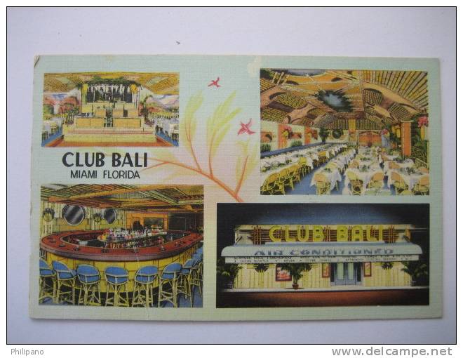 Miami  Fl       Multi View Linen      Club Bali    1941 Cancel  Crease Left Side - Miami