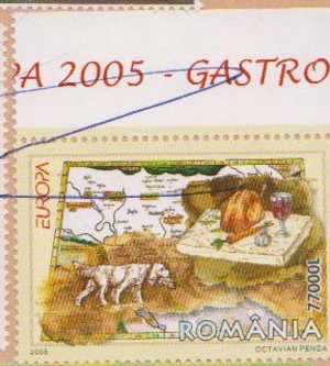 Romania Used Stamps Of 2004, 2005, Scouts, Gastronomy, Food, Vegetable, Meat, Drink Wine, Dog, Modern Art Painting - Covers & Documents