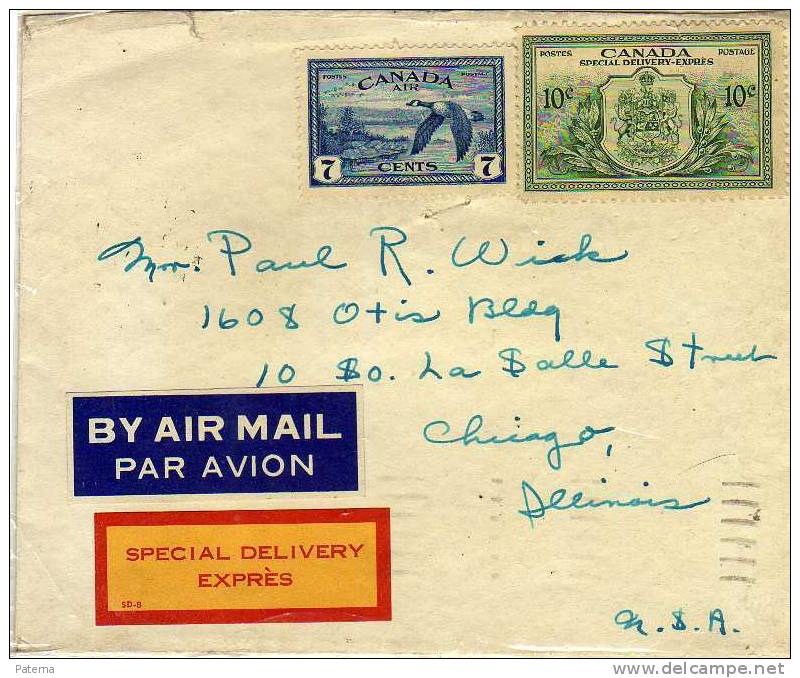 Carta, Aerea, Urgente, EGAMVILLE , ONTARIO ( Canada ) 1931, Cover, Letter , Lettre - Briefe U. Dokumente