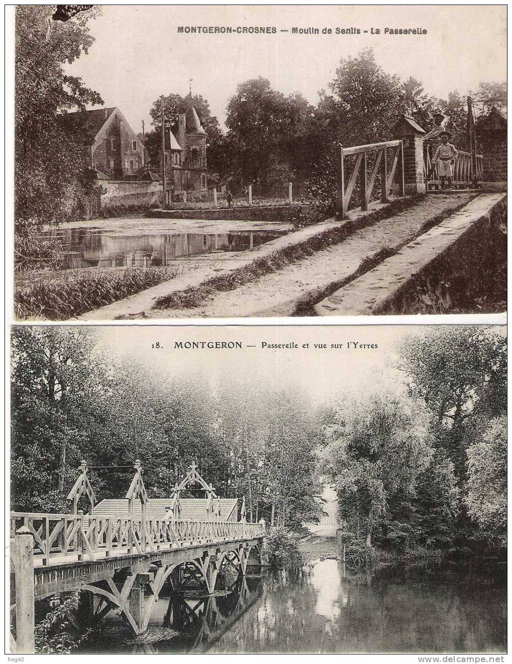 D91 - 2CP MONTGERON  N°18 PASSERELLE ET VUE SUR L'YERRES - CROSNES  Moulin De Senlis - Passerelle - Montgeron